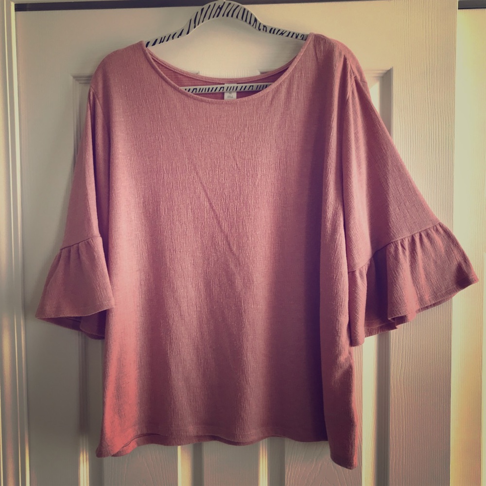 Rose colored bell sleeve shirt